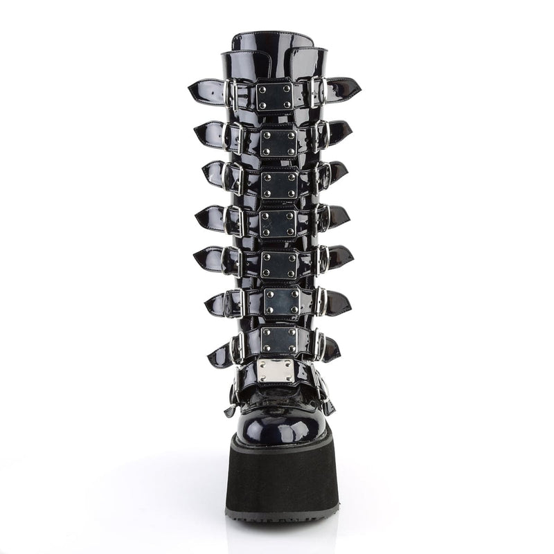 Demonia DAMNED-318 Knee High Boot (Black Hologram Vegan Leather)