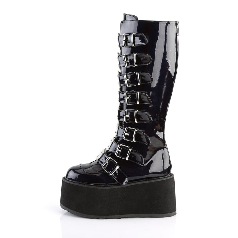 Demonia DAMNED-318 Knee High Boot (Black Hologram Vegan Leather)