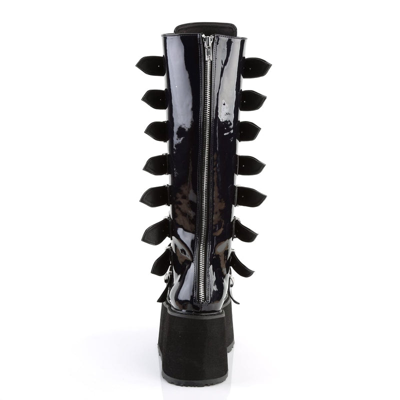 Demonia DAMNED-318 Knee High Boot (Black Hologram Vegan Leather)