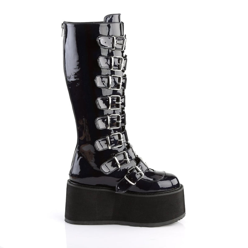 Demonia DAMNED-318 Knee High Boot (Black Hologram Vegan Leather)