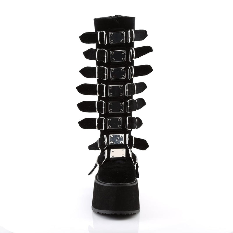 Demonia DAMNED-318 Knee High Boot (Black Velvet)