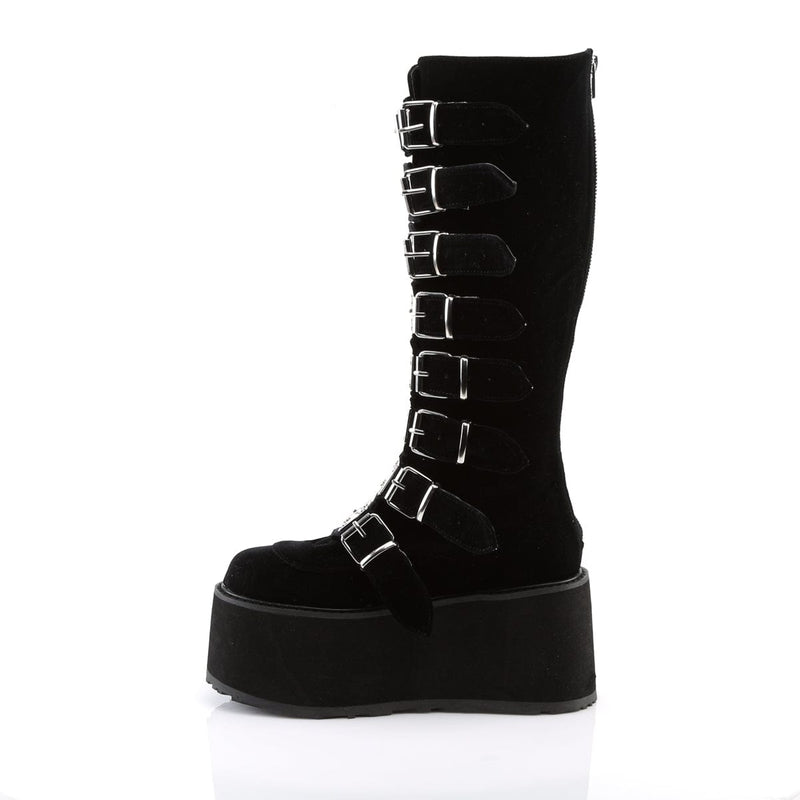 Demonia DAMNED-318 Knee High Boot (Black Velvet)