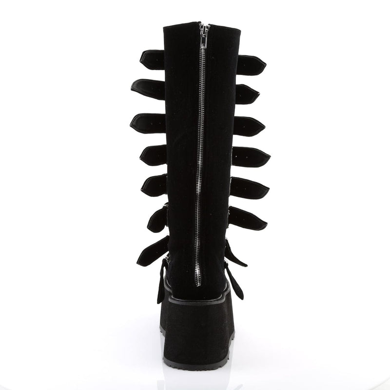 Demonia DAMNED-318 Knee High Boot (Black Velvet)