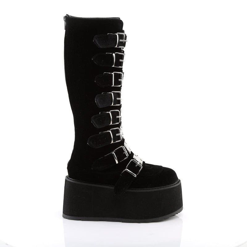 Demonia DAMNED-318 Knee High Boot (Black Velvet)
