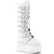 Demonia DAMNED-318 Knee High Boot (White Vegan Leather)