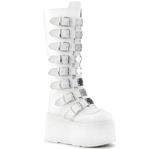 Demonia DAMNED-318 Knee High Boot (White Vegan Leather)