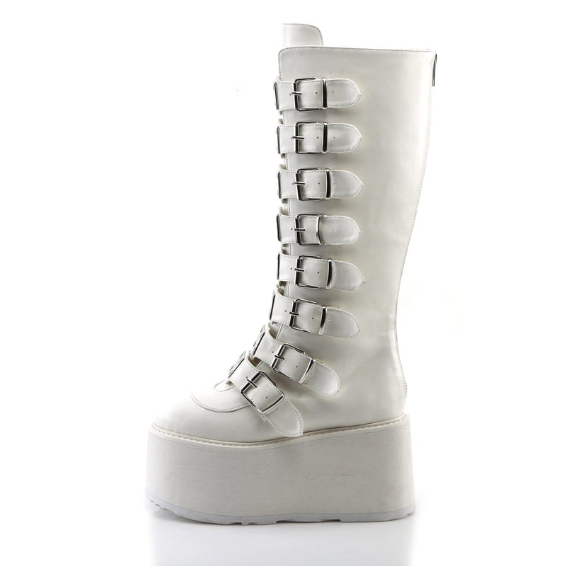 Demonia DAMNED-318 Knee High Boot (White Vegan Leather)
