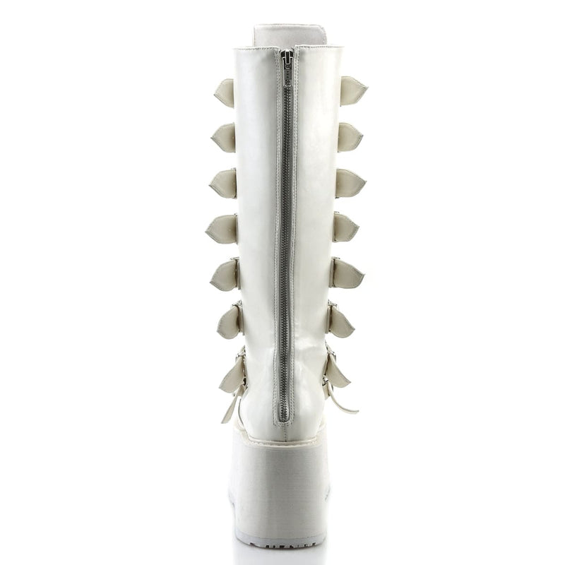 Demonia DAMNED-318 Knee High Boot (White Vegan Leather)