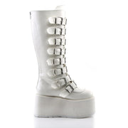 Demonia DAMNED-318 Knee High Boot (White Vegan Leather)
