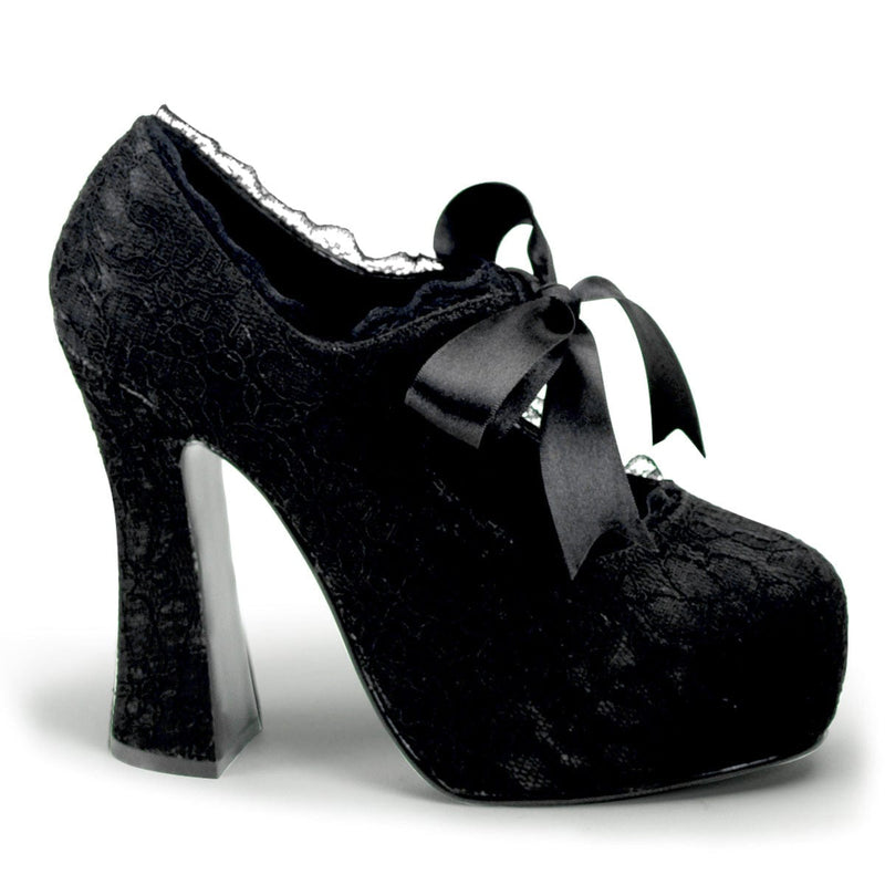 Demonia DEMON-11 Pump (Black Satin-Black Lace)