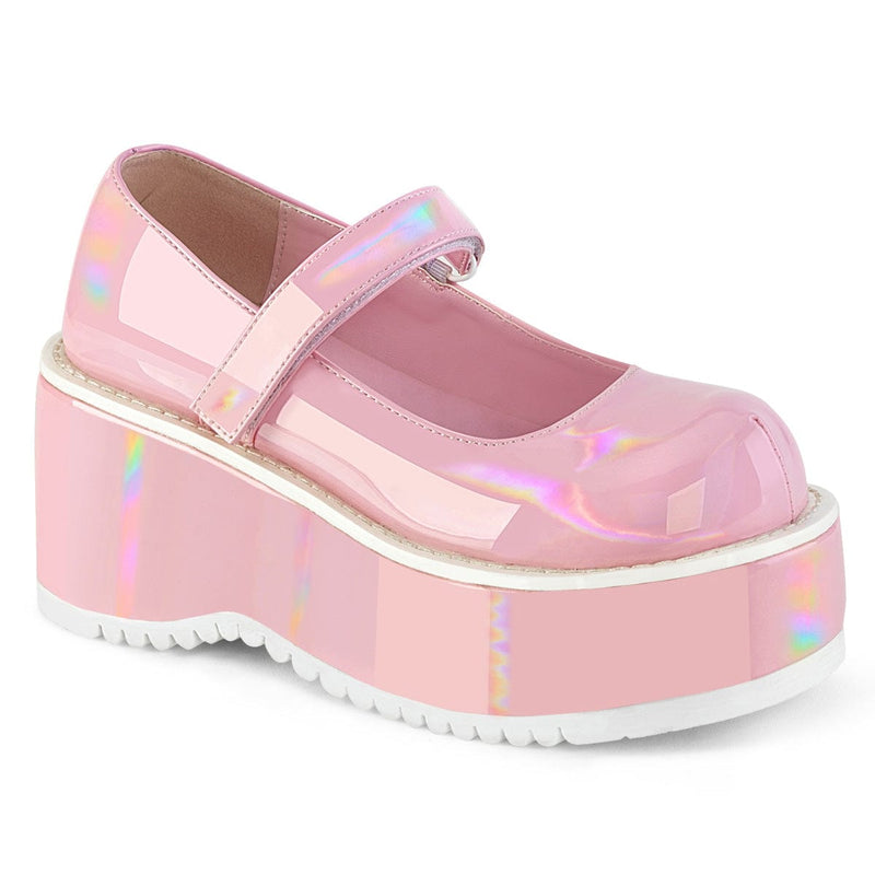 Demonia DOLLIE-01 Mary Jane (Baby Pink Holo Patent)