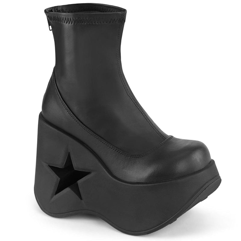 Demonia DYNAMITE-100 Ankle Boot (Black Stretch Vegan Leather) 6