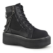 Demonia EMILY-114 Ankle Boot (Black Canvas-Vegan Leather)