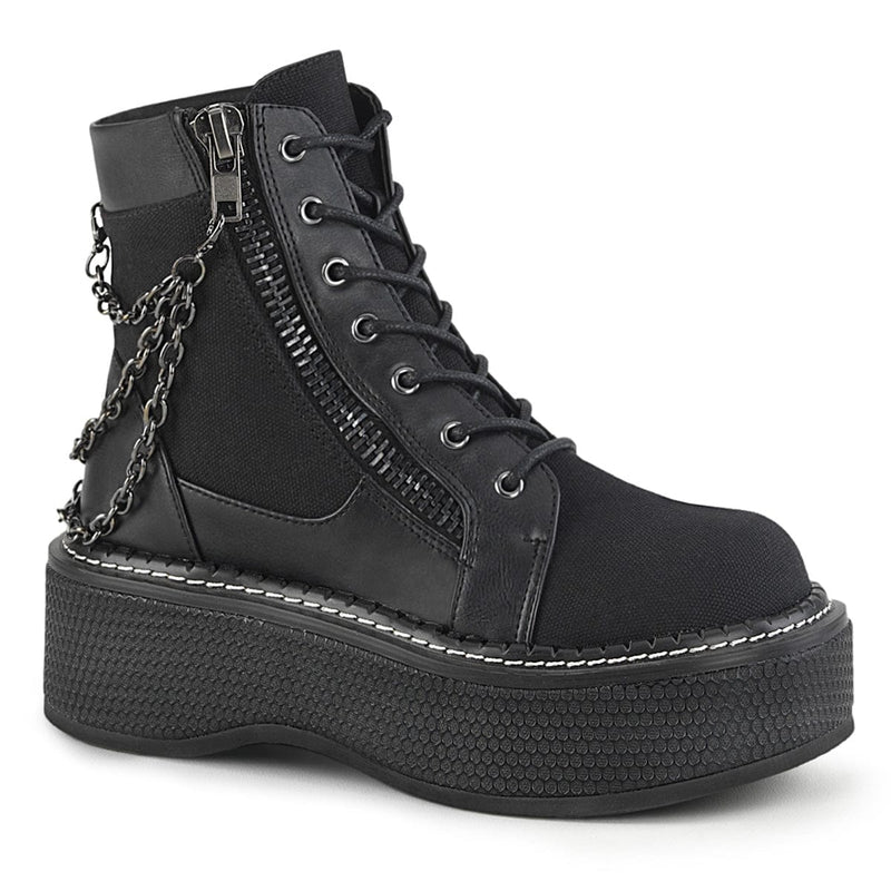 Demonia EMILY-114 Ankle Boot (Black Canvas-Vegan Leather)