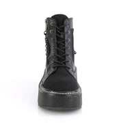 Demonia EMILY-114 Ankle Boot (Black Canvas-Vegan Leather)
