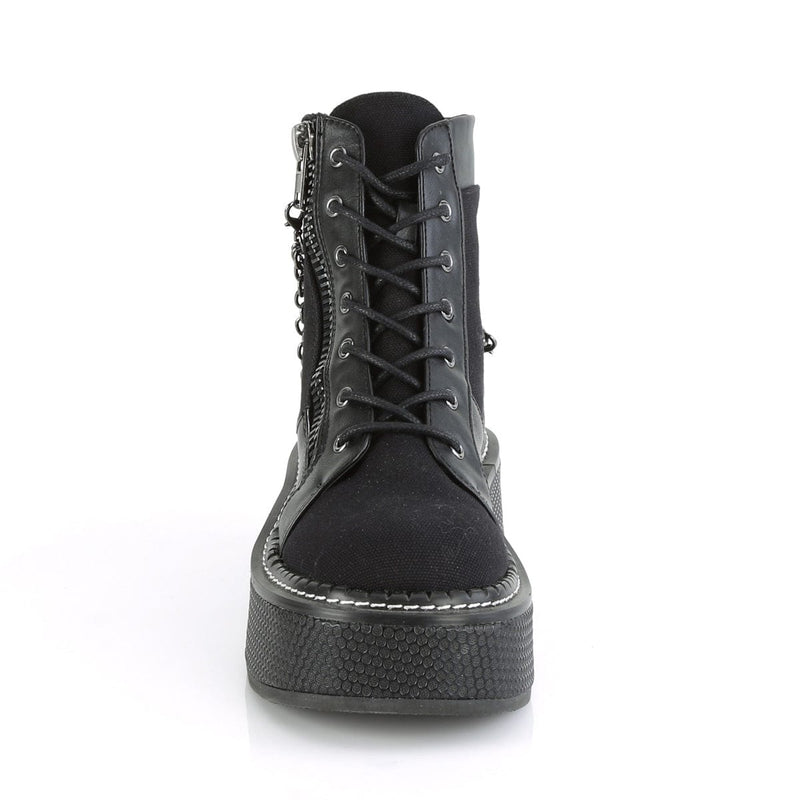 Demonia EMILY-114 Ankle Boot (Black Canvas-Vegan Leather)