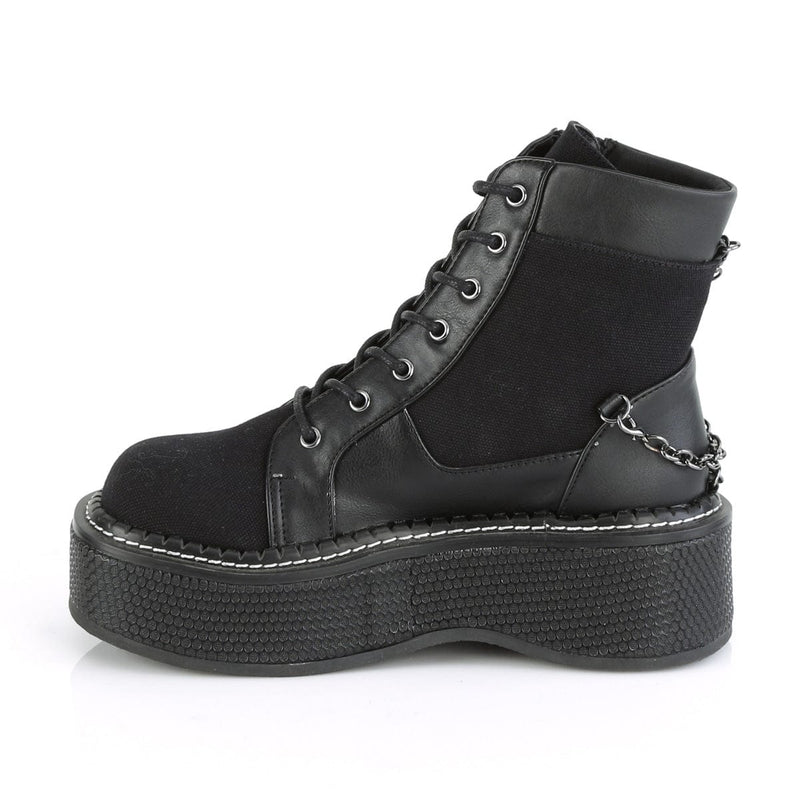 Demonia EMILY-114 Ankle Boot (Black Canvas-Vegan Leather)