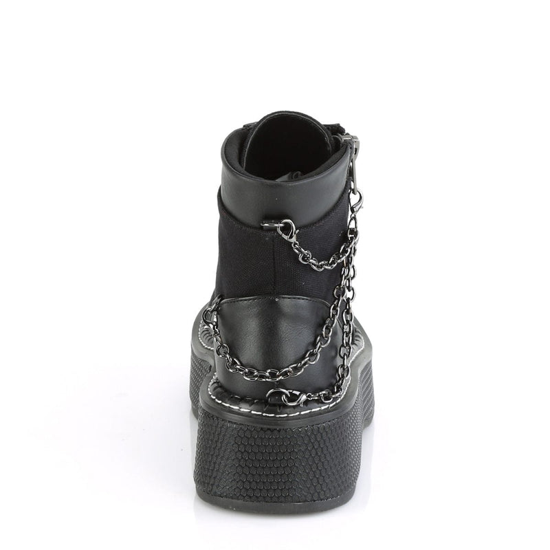 Demonia EMILY-114 Ankle Boot (Black Canvas-Vegan Leather)