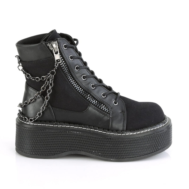 Demonia EMILY-114 Ankle Boot (Black Canvas-Vegan Leather)