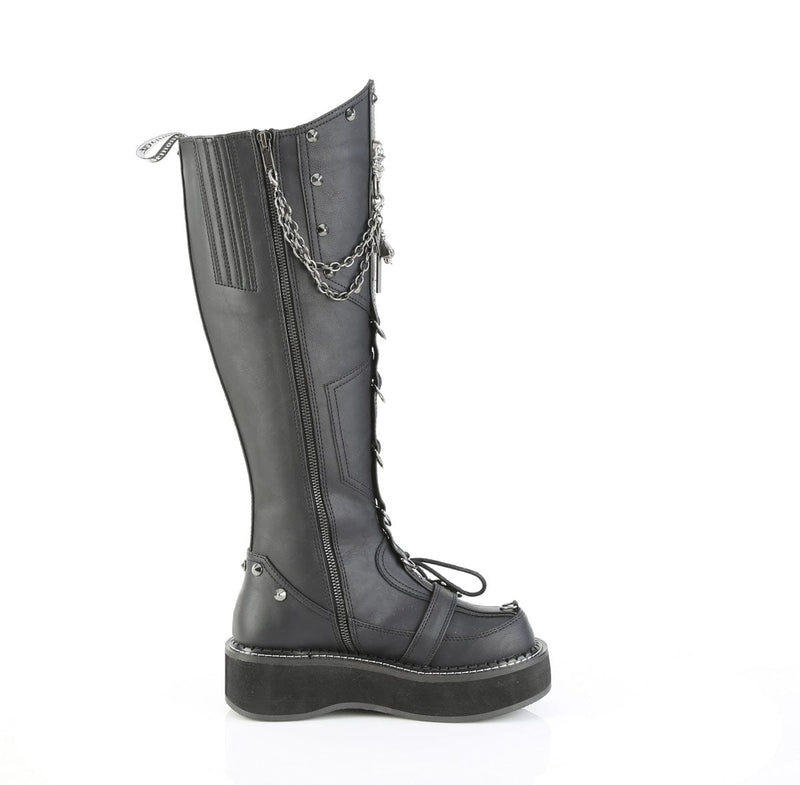 Demonia EMILY-221 Knee High Boot (Black Vegan Leather)