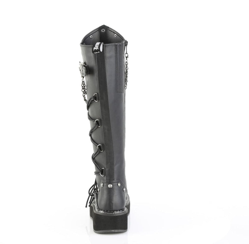 Demonia EMILY-221 Knee High Boot (Black Vegan Leather)