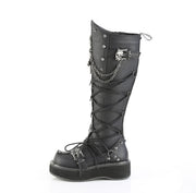Demonia EMILY-221 Knee High Boot (Black Vegan Leather)