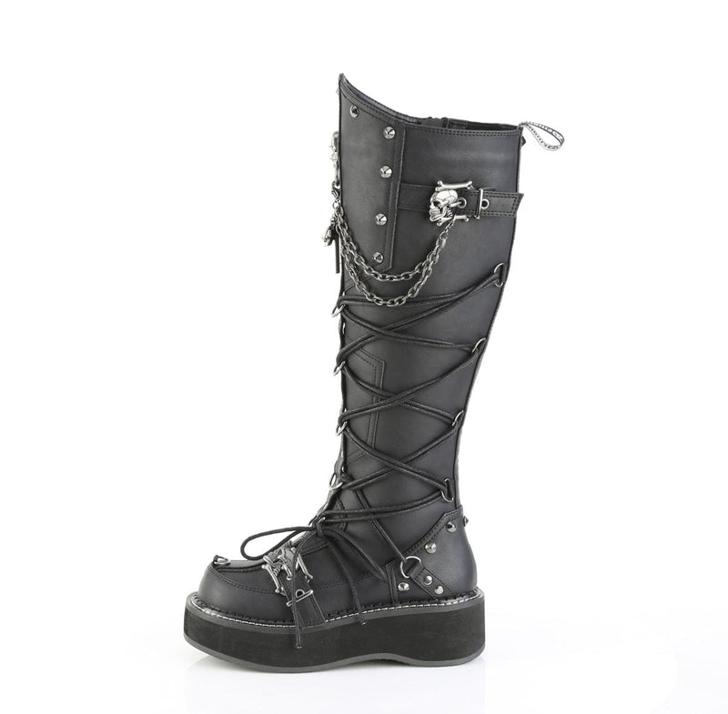 Demonia EMILY-221 Knee High Boot (Black Vegan Leather)