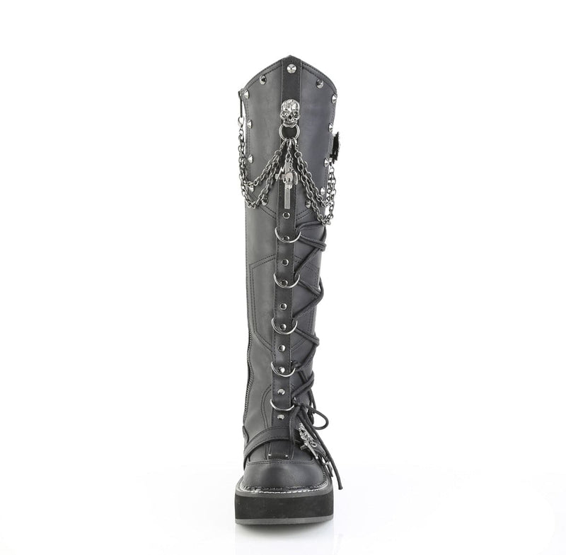 Demonia EMILY-221 Knee High Boot (Black Vegan Leather)