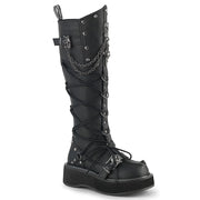 Demonia EMILY-221 Knee High Boot (Black Vegan Leather)