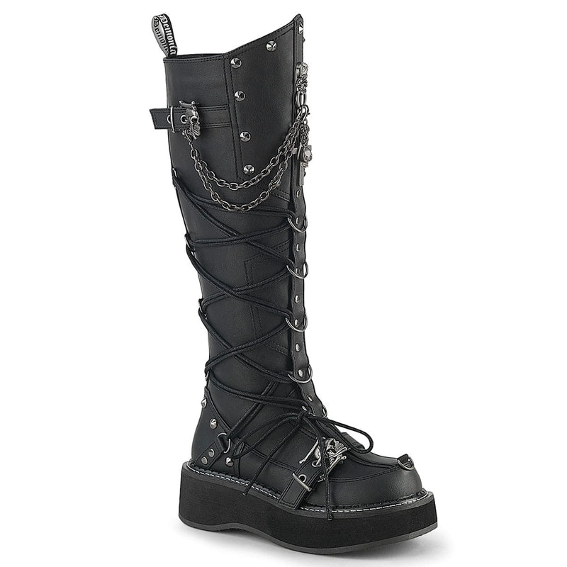 Demonia EMILY-221 Knee High Boot (Black Vegan Leather)