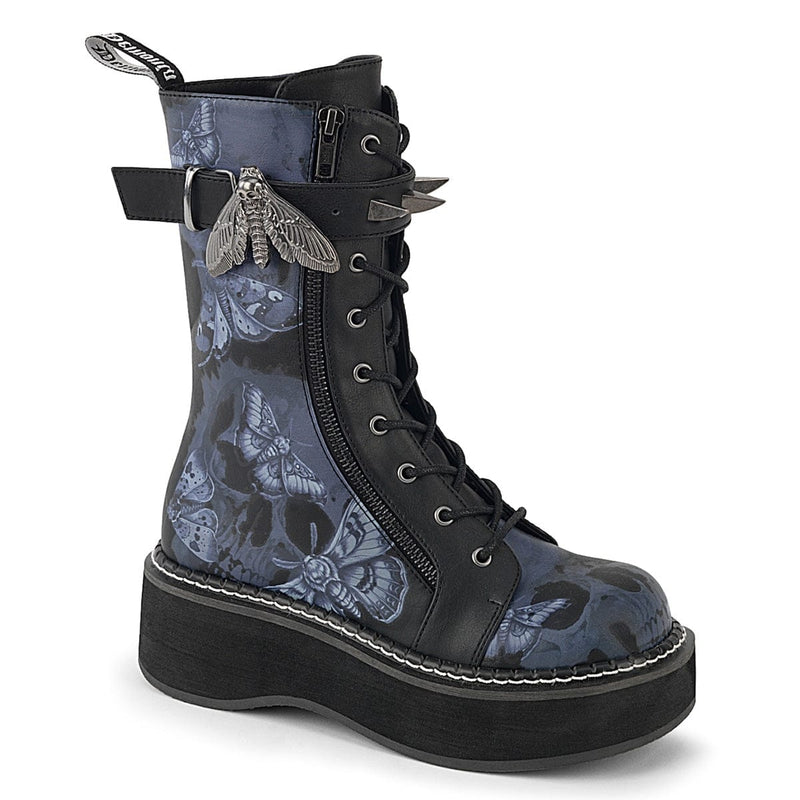 Demonia EMILY-352-PT Mid-Calf Boot (Black Vegan Leather)