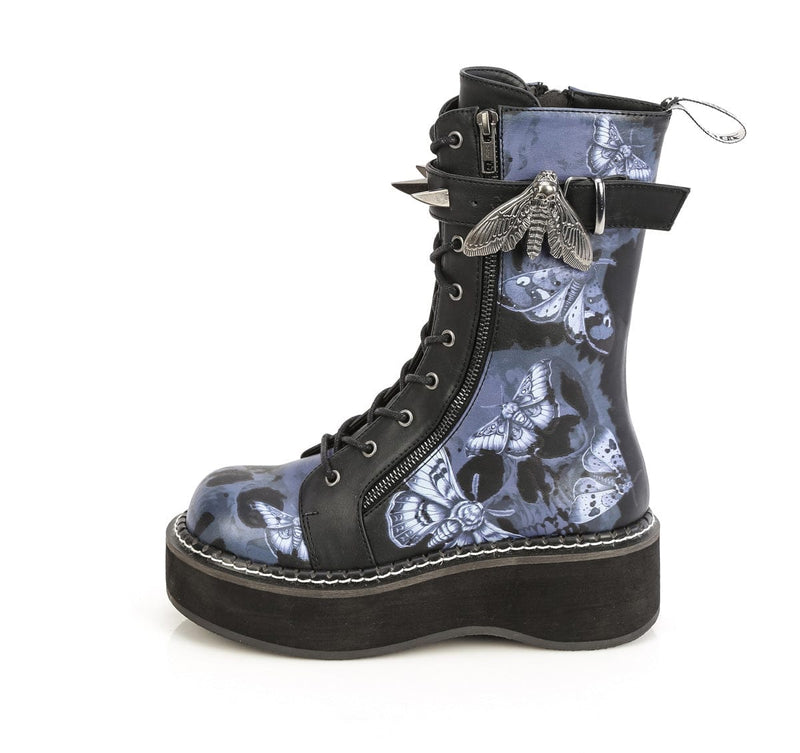 Demonia EMILY-352-PT Mid-Calf Boot (Black Vegan Leather)