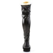 Demonia EMILY-375 Thigh High Boot (Black Stretch Vegan Leather)