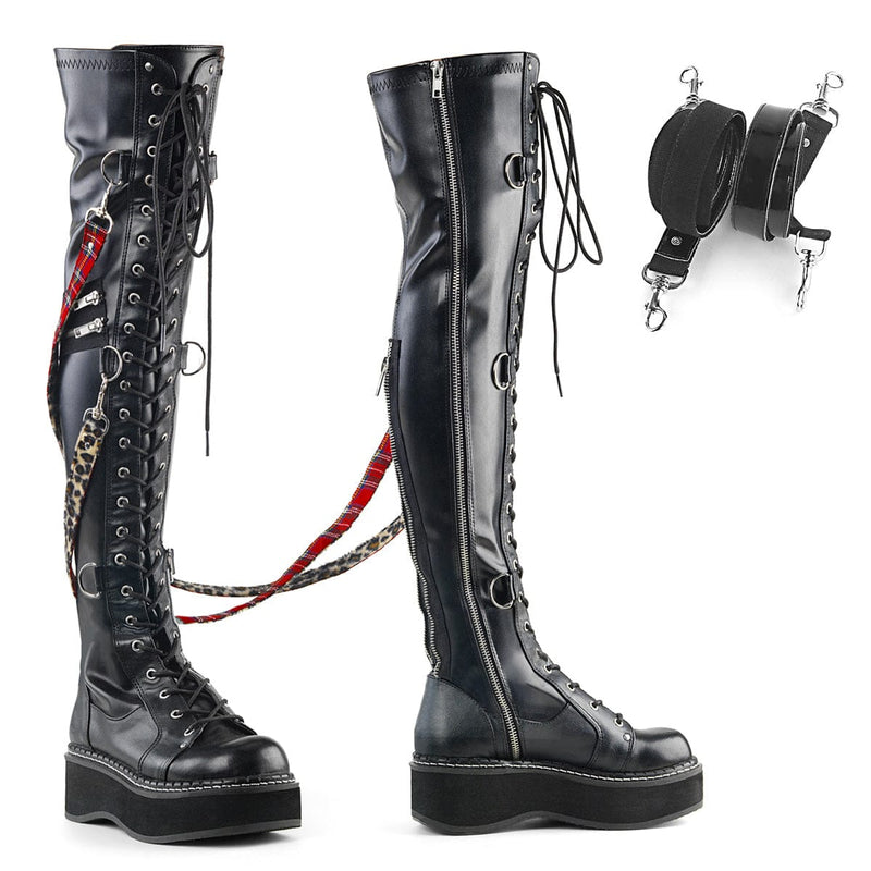 Demonia EMILY-377 Black Stretch Vegan Leather