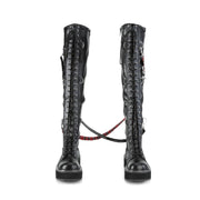 Demonia EMILY-377 Black Stretch Vegan Leather
