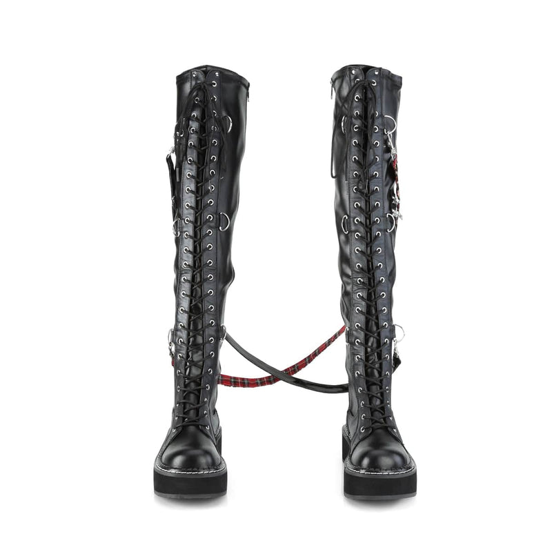 Demonia EMILY-377 Black Stretch Vegan Leather