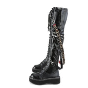 Demonia EMILY-377 Black Stretch Vegan Leather