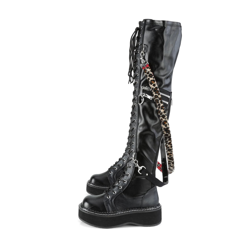 Demonia EMILY-377 Black Stretch Vegan Leather
