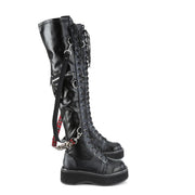 Demonia EMILY-377 Black Stretch Vegan Leather