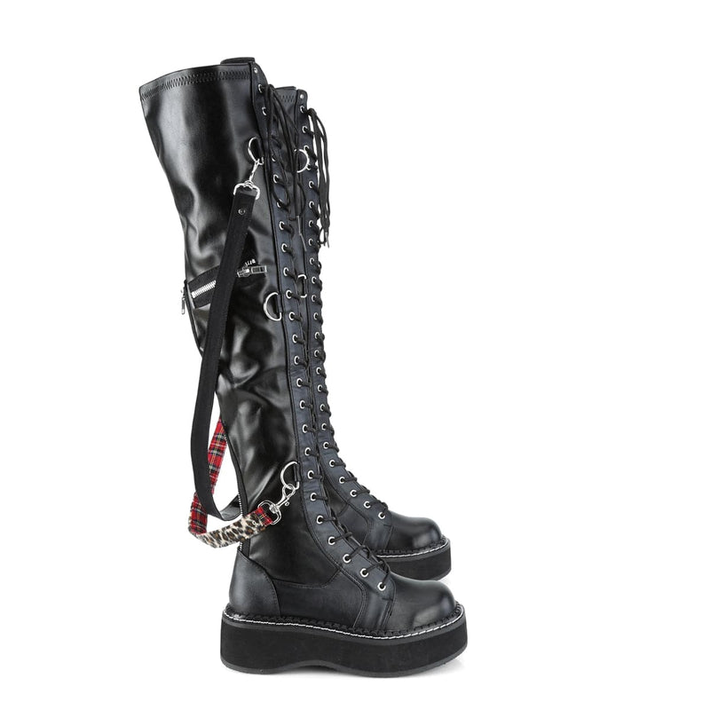 Demonia EMILY-377 Black Stretch Vegan Leather