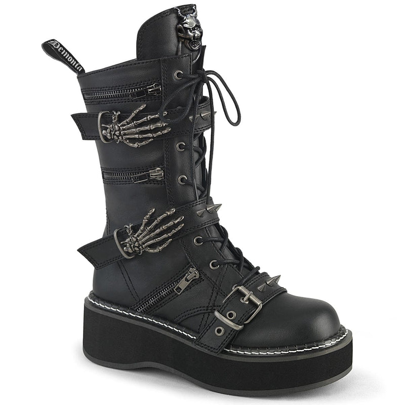 Demonia EMILY-82 Mid-Calf Boot (Black Vegan Leather)