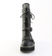 Demonia EMILY-82 Mid-Calf Boot (Black Vegan Leather)