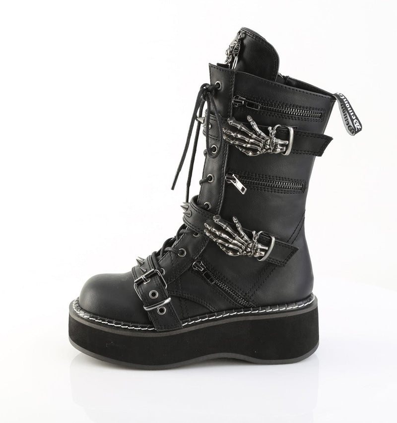 Demonia EMILY-82 Mid-Calf Boot (Black Vegan Leather)