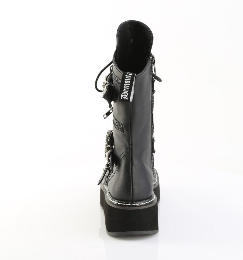 Demonia EMILY-82 Mid-Calf Boot (Black Vegan Leather)