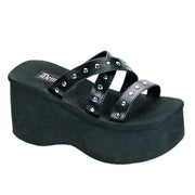 Demonia FUNN-19 Sandal (Black Vegan Leather)