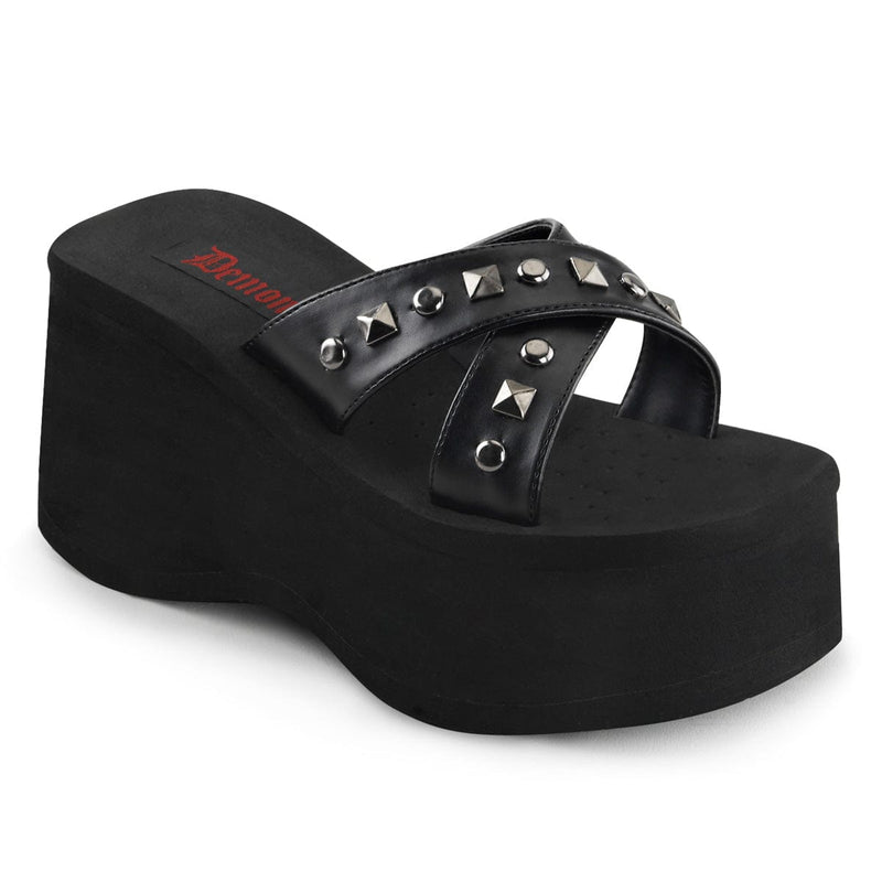 Demonia FUNN-29 Slide (Black Vegan Leather)