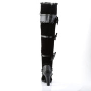 Demonia GLAM-300 Knee High Boot (Black Vegan Leather-Velvet)