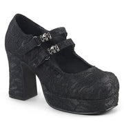 Demonia GOTHIKA-09 Mary Jane (Black Satin-Lace)
