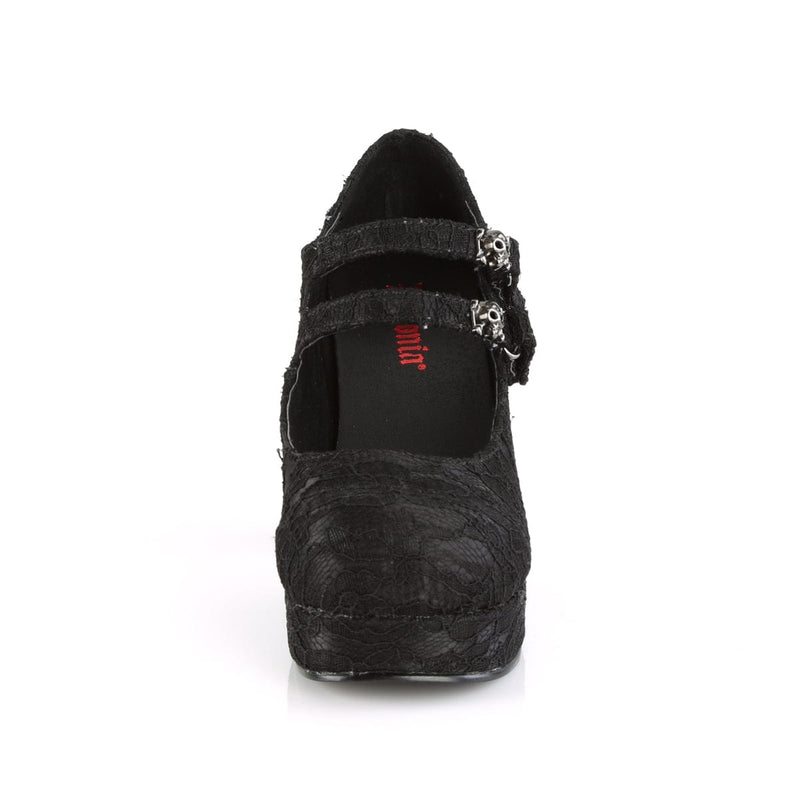 Demonia GOTHIKA-09 Mary Jane (Black Satin-Lace)