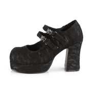 Demonia GOTHIKA-09 Mary Jane (Black Satin-Lace)